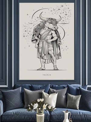 Boğa Burcu Dekoratif Kanvas - Mdf Ahşap Tablo
