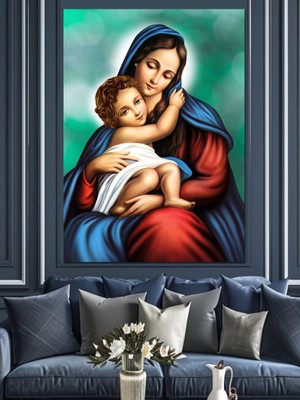 Meryem Ana ve Isa Dekoratif Kanvas - Mdf Ahşap Tablo