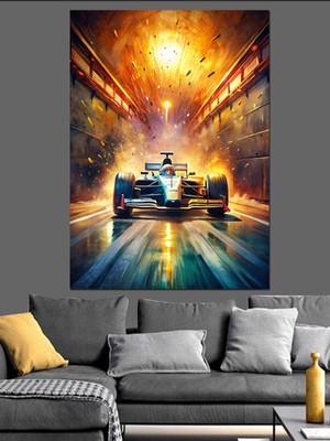 Formula 1 Arabası Dekoratif Kanvas - Mdf Ahşap Tablo