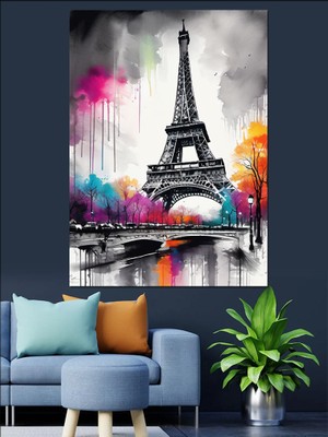 Paris Eyfel Kulesi Dekoratif Kanvas - Mdf Ahşap Tablo