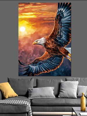 Uçan Kartal Dekoratif Kanvas - Mdf Ahşap Tablo