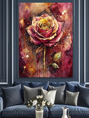 Kırmızı Gül Dekoratif Kanvas - Mdf Ahşap Tablo