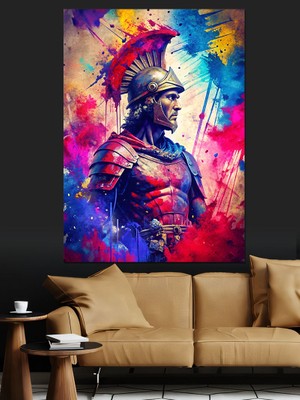 Romalı Asker ve Renkler Dekoratif Kanvas - Mdf Ahşap Tablo