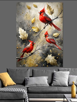 Renkli Kuşlar Dekoratif Kanvas - Mdf Ahşap Tablo