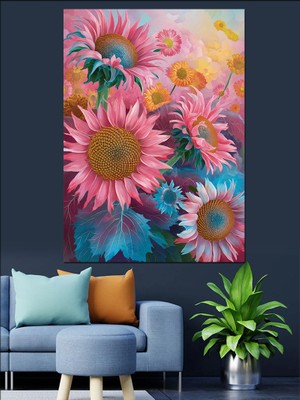 Ay Çiçekleri Dekoratif Kanvas - Mdf Ahşap Tablo