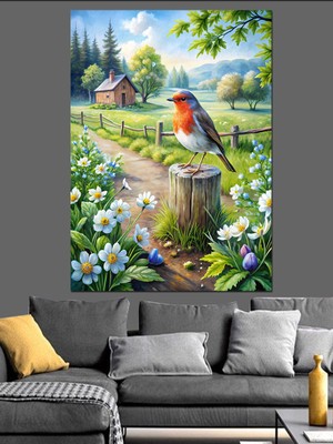 Sevimli Kırlangıç Dekoratif Kanvas - Mdf Ahşap Tablo