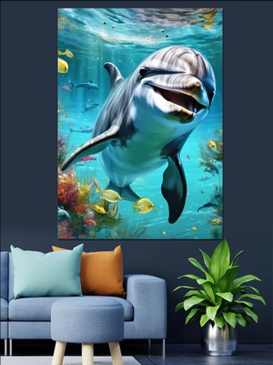 Sevimli Yunus Dekoratif Kanvas - Mdf Ahşap Tablo