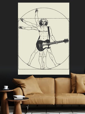Gitaristin Anatomisi Dekoratif Kanvas - Mdf Ahşap Tablo
