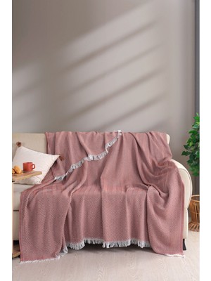 Carden Organik Pamuklu Koltuk Örtüsü Desenli 200 x 230 cm Kanepe Çekyat Buldan Bezi Kiremit