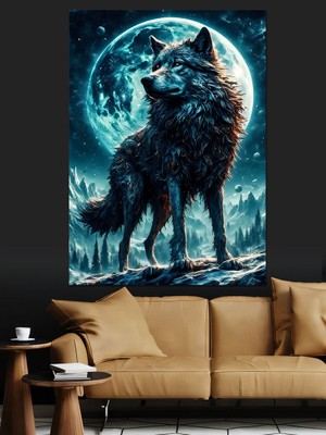 Dolunay ve Asil Bozkurt Dekoratif Kanvas - Mdf Ahşap Tablo