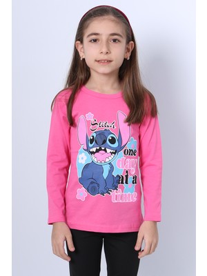 KIZ ÇOCUK UZUN KOLLU TSHİRT 4 MEVSİM BİSİKLET YAKA KARAKTER BASKILI C34