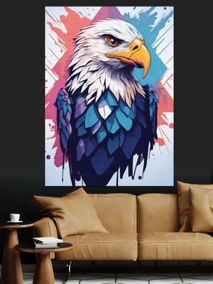Asil Kara Kartal Dekoratif Kanvas - Mdf Ahşap Tablo