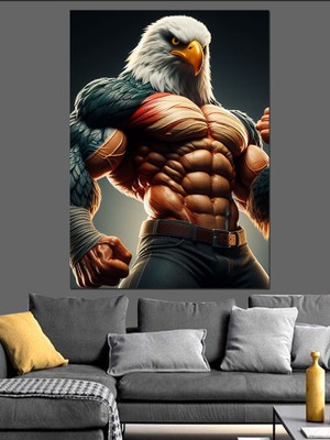 Vücut Çalışan Kartal Dekoratif Kanvas - Mdf Ahşap Tablo