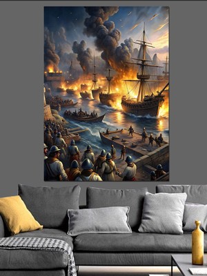 Donanma ve Savaş Dekoratif Kanvas - Mdf Ahşap Tablo