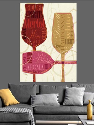 Şarap Temalı Dekoratif Kanvas - Mdf Ahşap Tablo