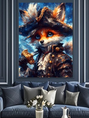 Korsan Tilki Dekoratif Kanvas - Mdf Ahşap Tablo