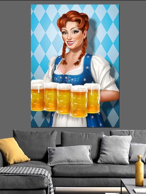 Retro Bira Servisi Dekoratif Kanvas - Mdf Ahşap Tablo