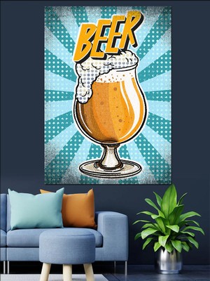 Köpüklü Bira Dekoratif Kanvas - Mdf Ahşap Tablo