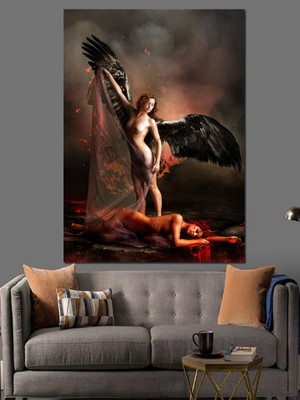 Nü Melek Dekoratif Kanvas - Mdf Ahşap Tablo