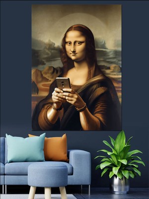 Mona Lisa Fan Art Dekoratif Kanvas - Mdf Ahşap Tablo