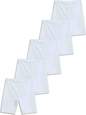 Panfilia Giza Kids %95 Pamuk Kız Çocuk Beyaz Likralı Penye Kısa Tayt 5li Set Elbise Etek Altı Boxer