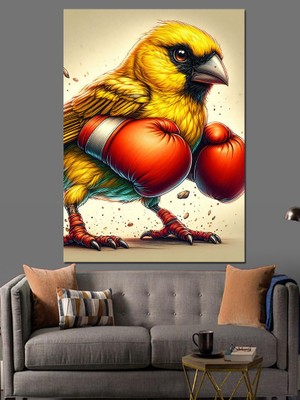 Boksör Kuş Dekoratif Kanvas - Mdf Ahşap Tablo