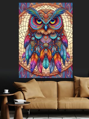 Düş Kapanı ve Baykuş Dekoratif Kanvas - Mdf Ahşap Tablo