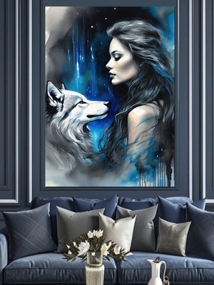 Bozkurt ve Kadın Dekoratif Kanvas - Mdf Ahşap Tablo