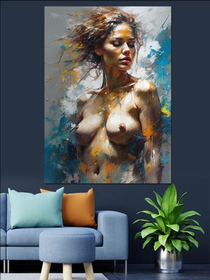 Soyut Nü Kadın Dekoratif Kanvas - Mdf Ahşap Tablo