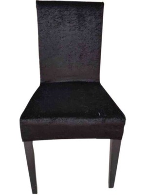 Kadife Sandalye Kılıfı/ Sandalye Örtüsü 6'li Siyah