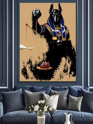 Anubis ve Adalet Dekoratif Kanvas - Mdf Ahşap Tablo