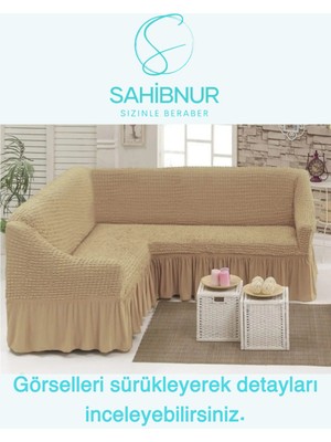 Bürümcük L Köşe Koltuk, Kanepe Örtüsü, Koltuk Kılıfı, Lastikli, Etekli, Toplam Uzunluk 350CM