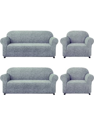 Jakarli Koltuk Kanepe Çekyat Örtüsü Çubuk Desen Esnekli Eteksiz3+3+1+1 Takım Için