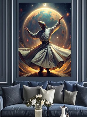 Semazen ve Dünya Dekoratif Kanvas - Mdf Ahşap Tablo