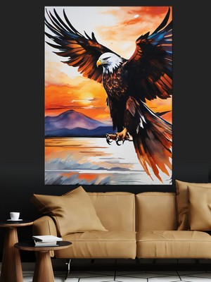 Uçan Kartal Dekoratif Kanvas - Mdf Ahşap Tablo