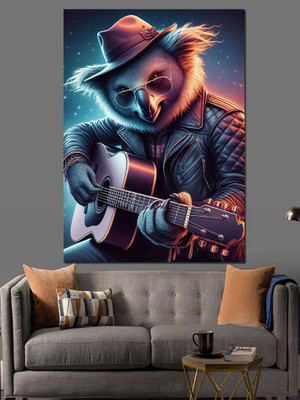 Gitarcı Koala Dekoratif Kanvas - Mdf Ahşap Tablo