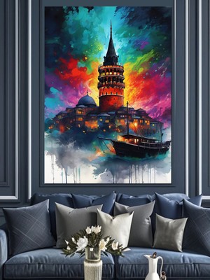 Galata Kulesi Dekoratif Kanvas - Mdf Ahşap Tablo