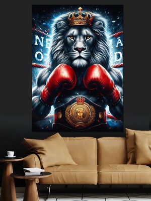 Şampiyon Boksör Aslan Dekoratif Kanvas - Mdf Ahşap Tablo