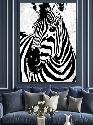 Siyah Beyaz Zebra Dekoratif Kanvas - Mdf Ahşap Tablo