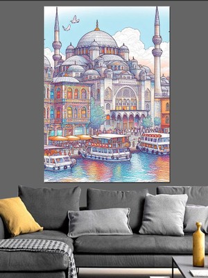 Minyatür Cami Dekoratif Kanvas - Mdf Ahşap Tablo