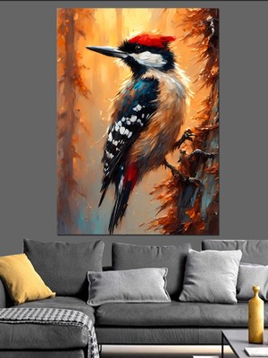 Sevimli Kuş  Dekoratif Kanvas - Mdf Ahşap Tablo