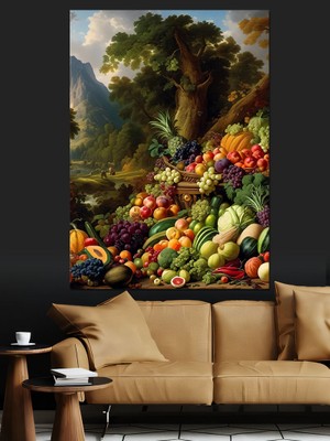 Yaz Sebzeleri ve Meyveleri Dekoratif Kanvas - Mdf Ahşap Tablo