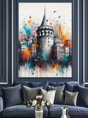 Istanbul Galata Kulesi Dekoratif Kanvas - Mdf Ahşap Tablo