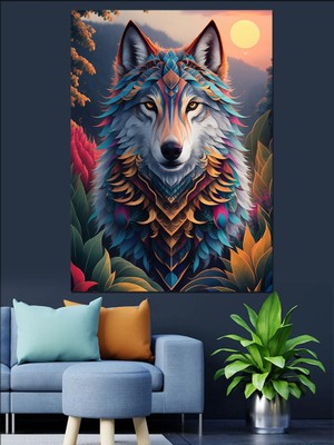 Asil Kurt Dekoratif Kanvas - Mdf Ahşap Tablo