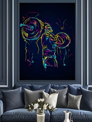 Fitness Gym  Temalı Dekoratif Kanvas - Mdf Ahşap Tablo