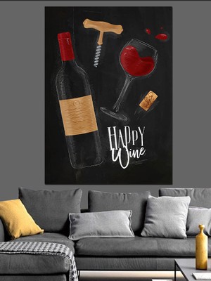 Şarap Temalı Dekoratif Kanvas - Mdf Ahşap Tablo