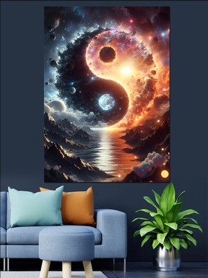 Ying Yang Denge Dekoratif Kanvas - Mdf Ahşap Tablo