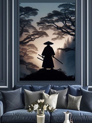 Ormandaki Samuray Dekoratif Kanvas - Mdf Ahşap Tablo