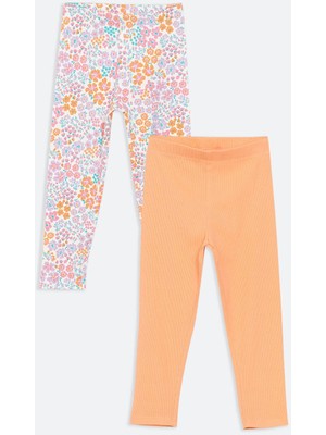 Lcw Kids  Baskılı Ribanalı Kız Çocuk Tayt 2'li