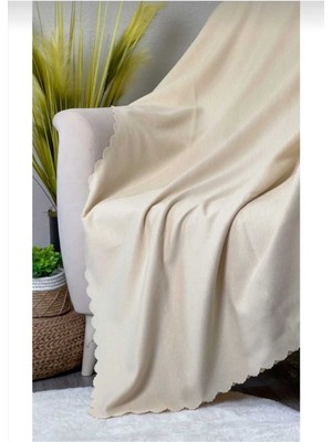 Koltuk Örtüsü Çekyat Örtüsü Koltuk Şalı 175 x 215 Mikrofiber Şönil Çift Taraflı Kaymaz Ekru